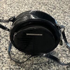 Steve Madden Black Croc-Embossed Crossbody Bag